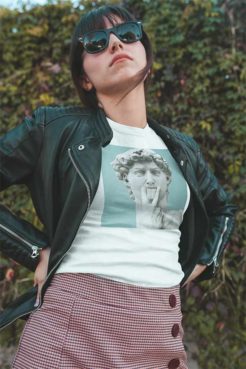 Rzeźba dawida z językiem koszulka damska biała