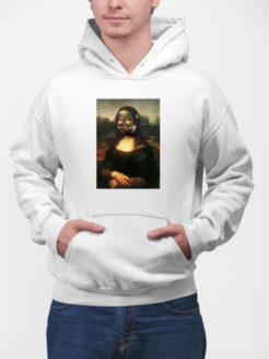 Mona lisa w masce bluza z kapturem biała