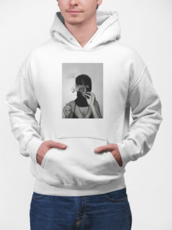 rebel woman z papierosem bluza z kapturem męska biała
