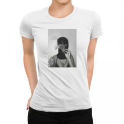 rebel woman z papierosem koszulka damska biała