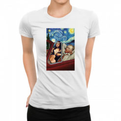 gwiaździsta noc i mona lisa koszulka damska biała