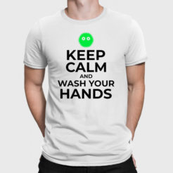 keep calm and wash your hands koszulka męska biała