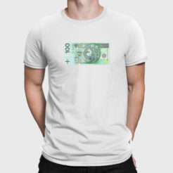 banknot z maską koszulka męska biała