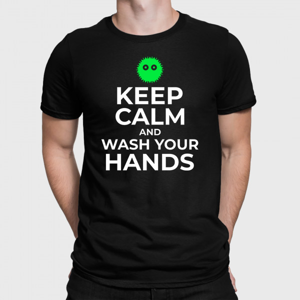 keep calm and wash your hands koszulka męska czarna