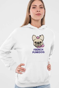 bluza z kapturem z psem francuskim