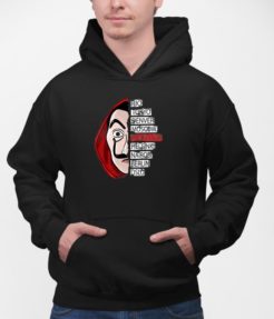 Bluza z Kapturem Czarna- Dom z Papieru "Bohaterowie"