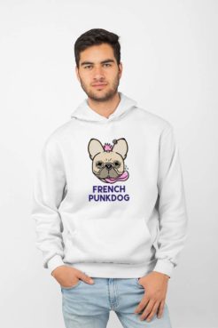 bluza z kapturem z psem francuskim