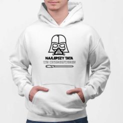 bluza biała z kapturem najlepszy tata we wszechświecie prezent na dzień ojca