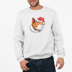 Bluza Biała Świąteczna z kotem