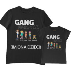 Zestaw koszulek gang babci gang dziadka z imionami dzieci