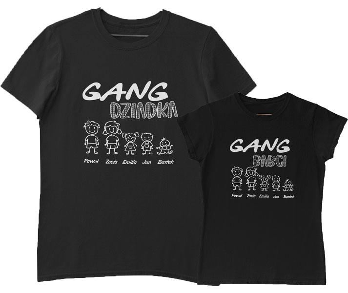 Zestaw koszulek Gang Babci Gang Dziadka Imiona dzieci