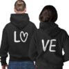 bluzy dla par z napisem LOVE na plecach