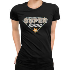 Czarna koszulka super mama prezent na dzień matki