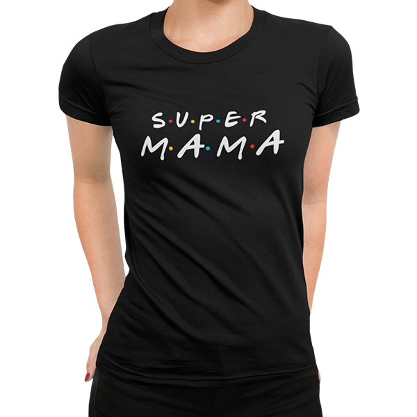 Czarna koszulka super mama prezent na dzień matki