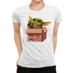 Koszulka Damska Star Wars- Baby Yoda "Adopt this Jedi"