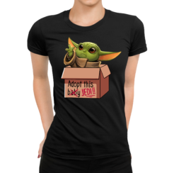 Koszulka Damska Star Wars- Baby Yoda "Adopt this Jedi"